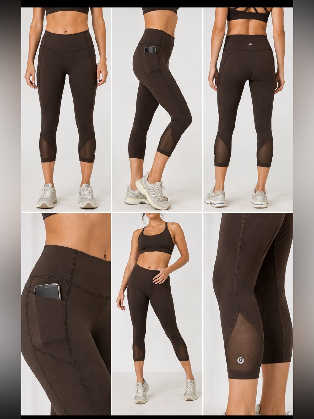 Lululemon Pace Rival Crop 22” Leggings Brown Size 6 Side Pockets